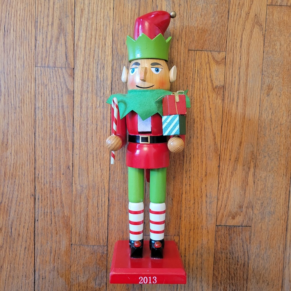 Retro Elf Nutcracker Red Green 2013 Christmas Decor Mantle Shelf Figurine Gift